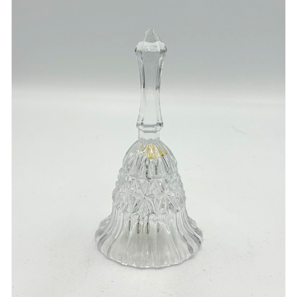 Unmarked Clear Cut Glass Bell with clapper , 6 in, Clear Decorative Style